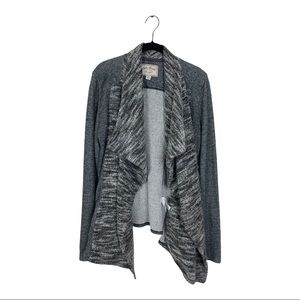 Lucky Brand Size Medium Grey Wool Blend Long Sleeve Waterfall Cardigan